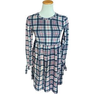 Youth Girls Knitworks Knit Works Long Sleeve Plaid Scoop Neck Dress Sz XL Plus